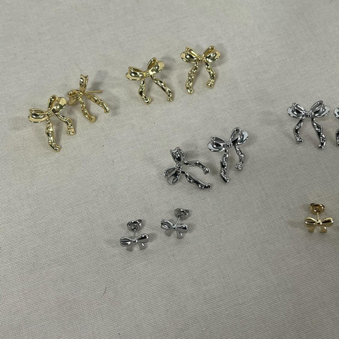 Mini Bow Stud Gold Earrings