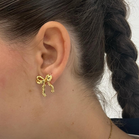 Statement Bow Studs Gold Earrings