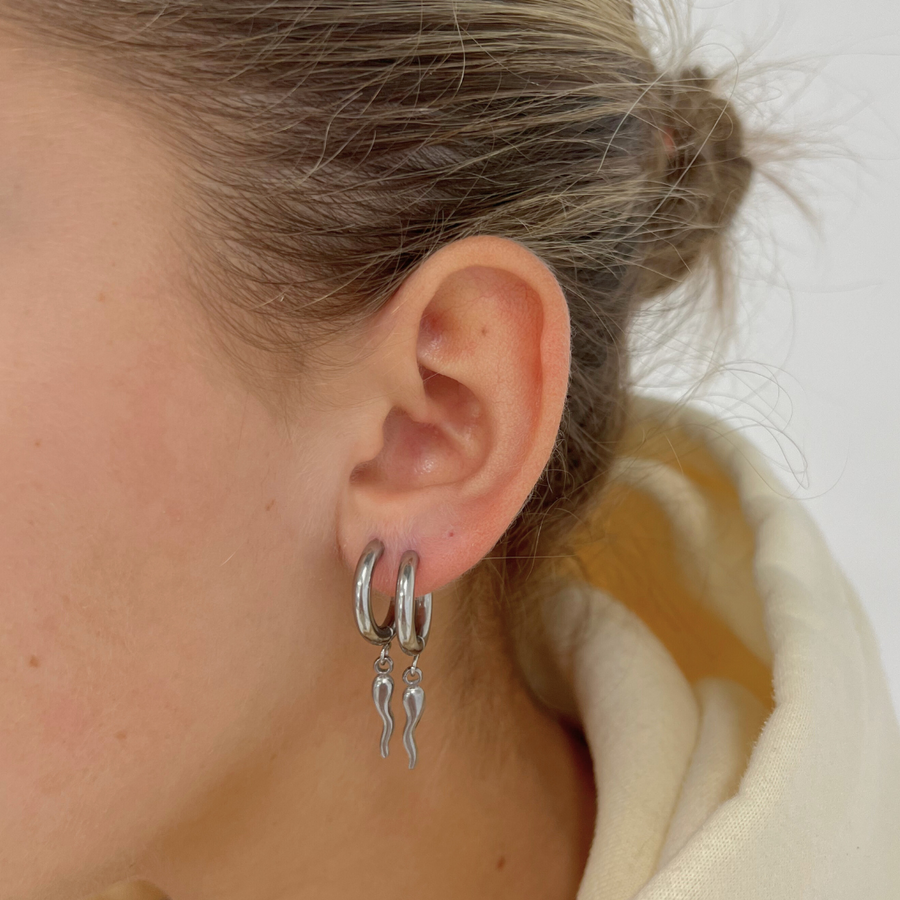 Silver Chilli Hoop Earrings