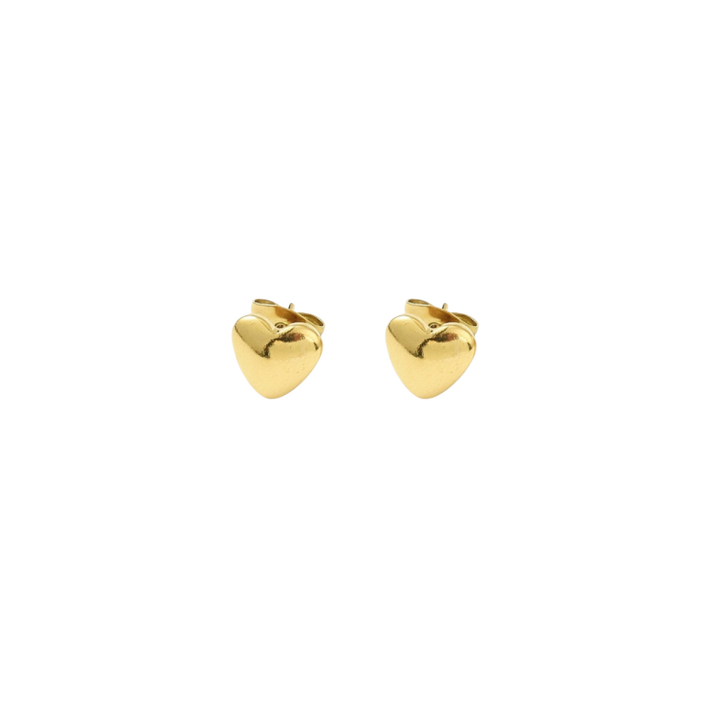 Amore Heart Studs: Gold