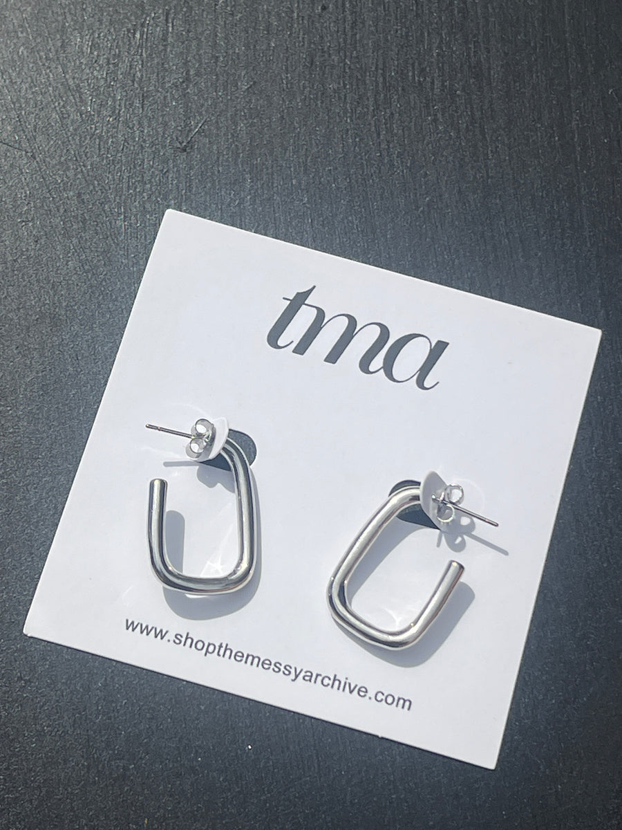 Silver Square Hoops