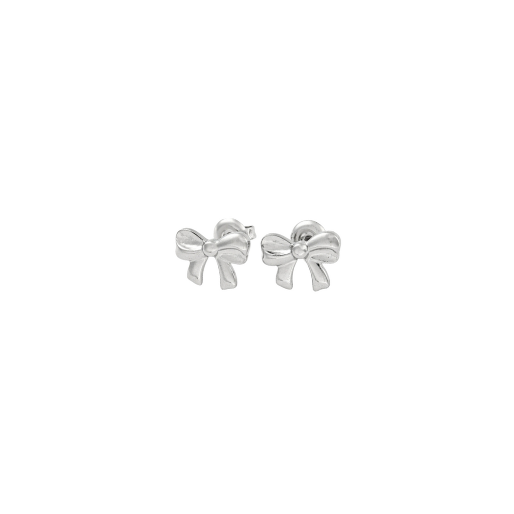 Mini Bow Stud Silver Earrings