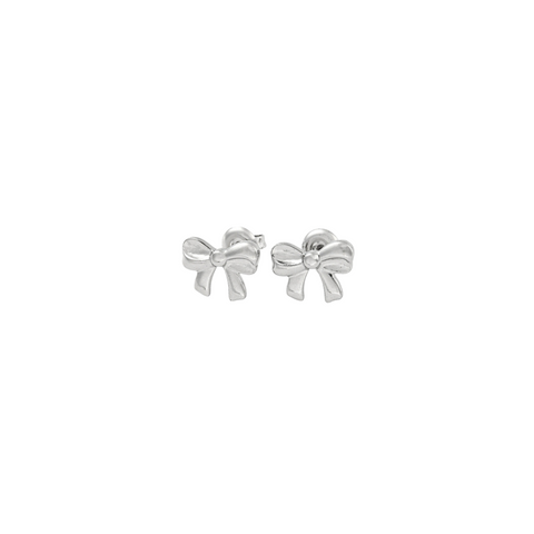Mini Bow Stud Silver Earrings