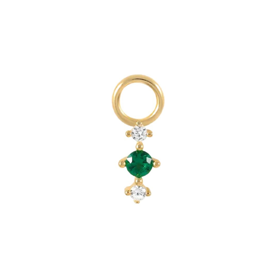 Triple Stud Emerald Charm