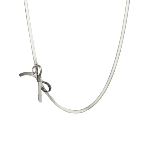 Herringbone Bow Necklace Silver