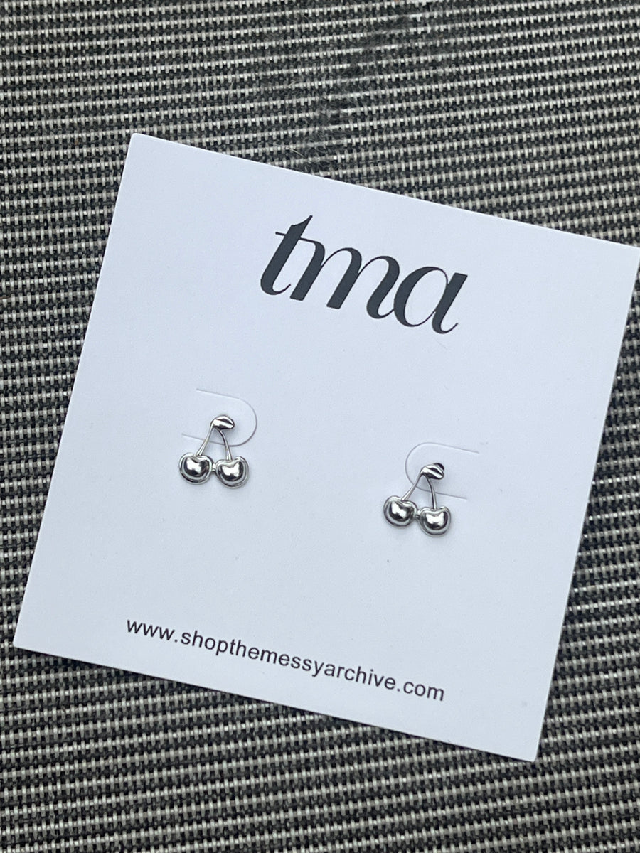 Silver Cherry Studs