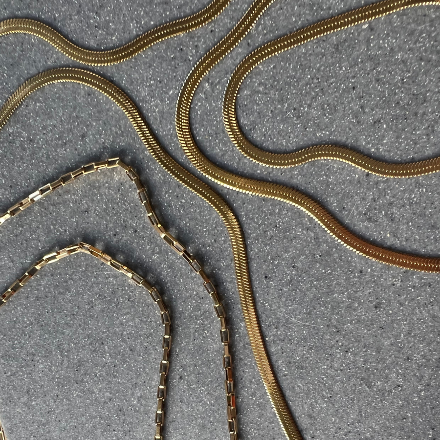 Snake Herringbone Necklace- Gold