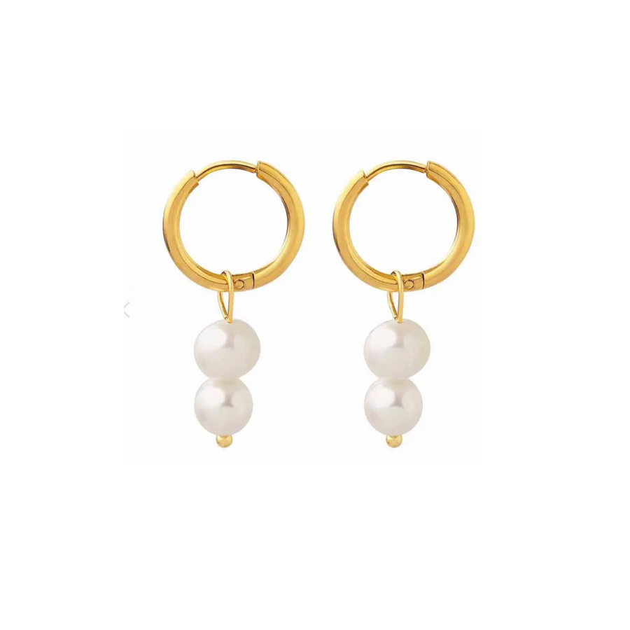 Paris Pearl Hoop Earrings