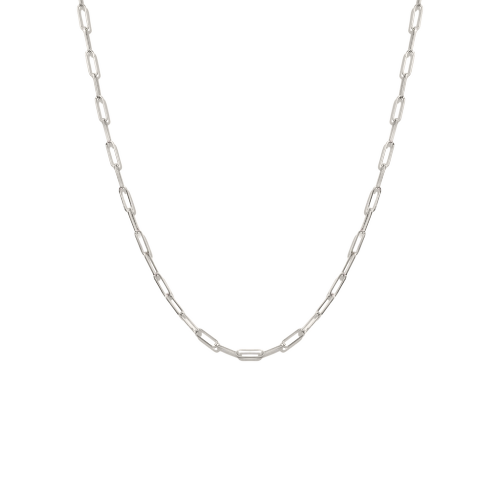 Paper Clip Chain Necklace- Silver