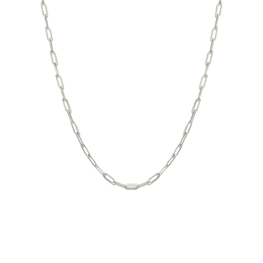 Paper Clip Chain Necklace- Silver
