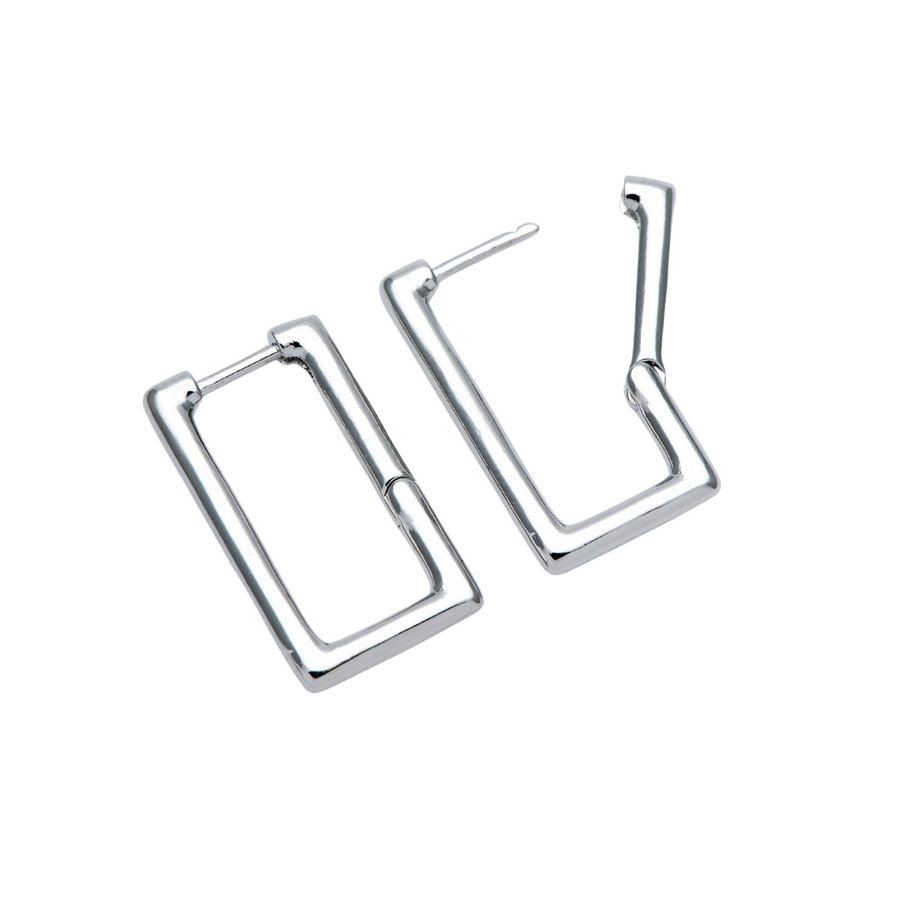 Rectangle Latch Earrings - Silver