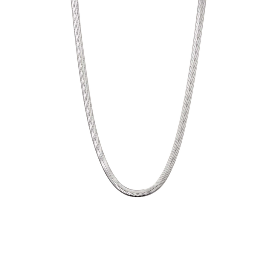 Snake Herringbone Necklace- Silver