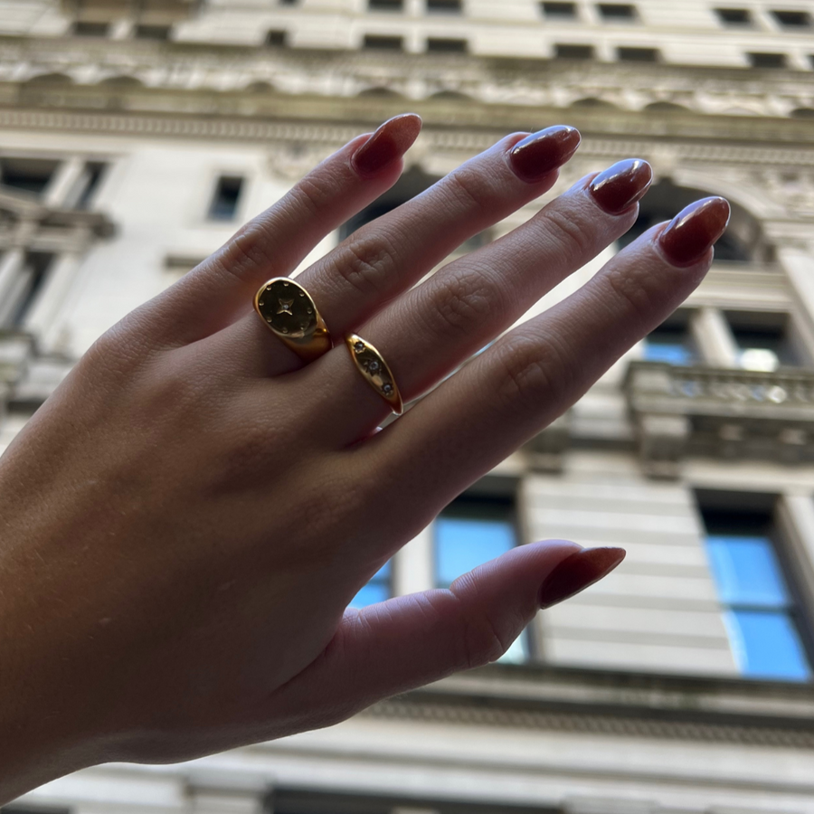 Studded Signet Gold Ring