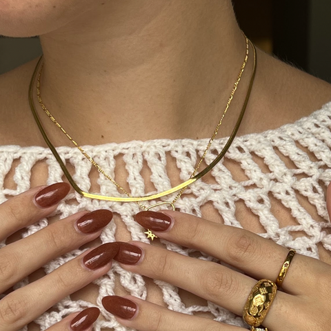 Snake Herringbone Necklace- Gold