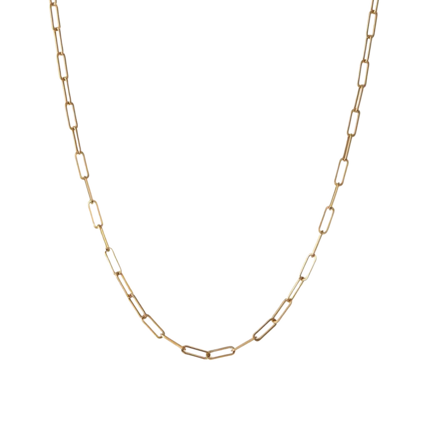 Paper Clip Chain Necklace- Gold
